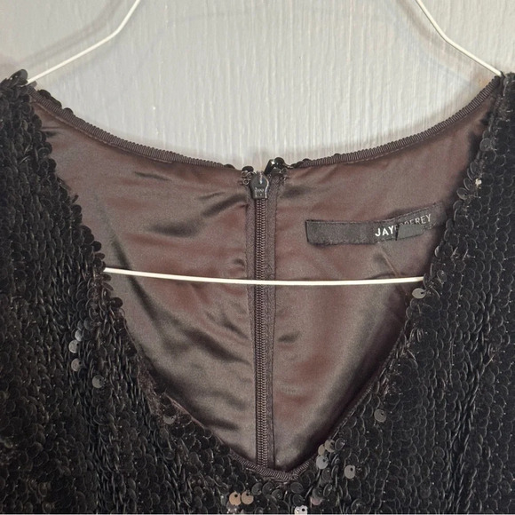 Jay Godfrey Black Full Sequin Slit Knee Length Sheath Dress Formal Prom EUC Sz 8 - Picture 4 of 15